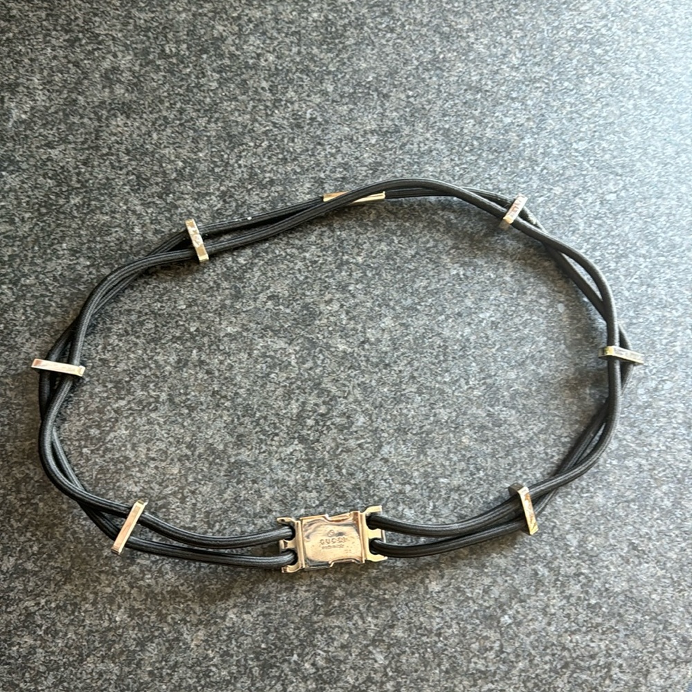Gucci rare black silver buckle belt large